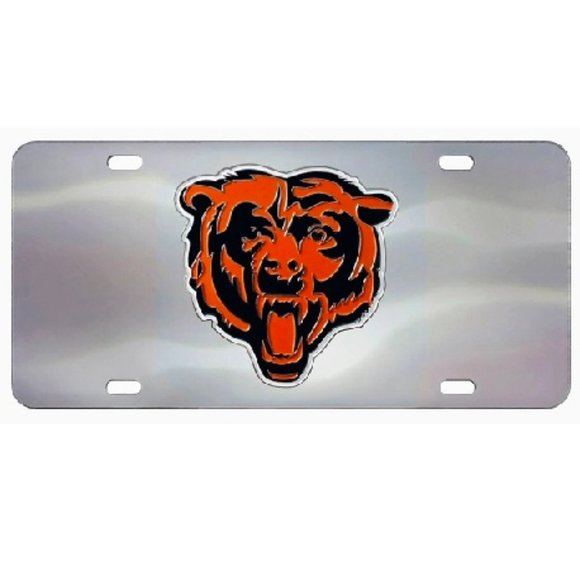 🏈🆕 CHICAGO BEARS MIRRORED DIE CAST LICENSE PLATE - STAINLESS STEEL - UNISEX - Picture 1 of 1